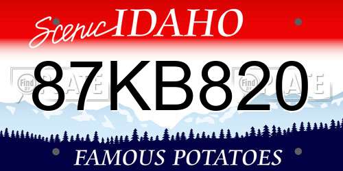 87KB820 Idaho License Plate