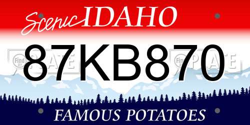 87KB870 Idaho License Plate