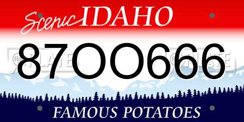 87OO666 Idaho License Plate