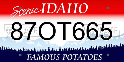 87OT665 Idaho License Plate