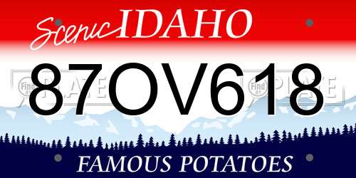 87OV618 Idaho License Plate