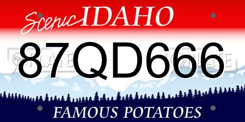 87QD666 Idaho License Plate