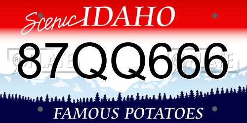 87QQ666 Idaho License Plate