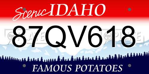 87QV618 Idaho License Plate