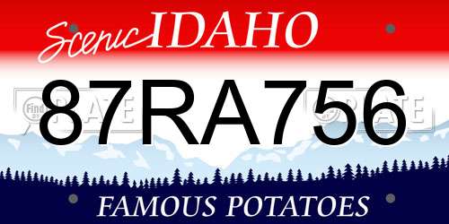 87RA756 Idaho License Plate