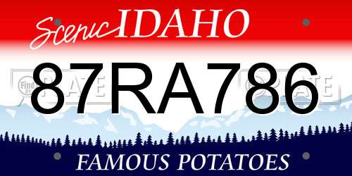 87RA786 Idaho License Plate