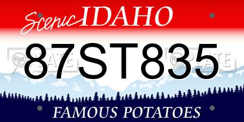87ST835 Idaho License Plate