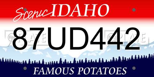 87UD442 Idaho License Plate
