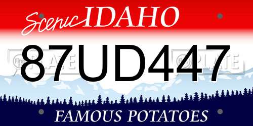 87UD447 Idaho License Plate