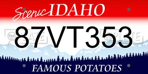 87VT353 Idaho License Plate