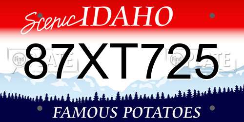 87XT725 Idaho License Plate
