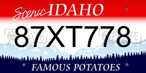 87XT778 Idaho License Plate