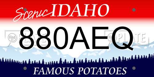 880AEQ Idaho License Plate