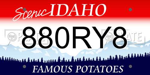 880RY8 Idaho License Plate