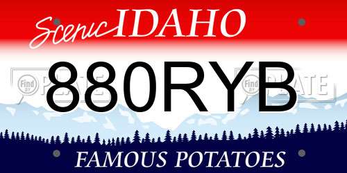 880RYB Idaho License Plate
