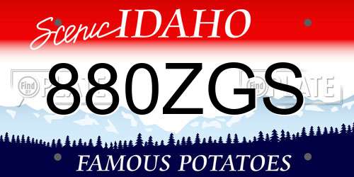 880ZGS Idaho License Plate
