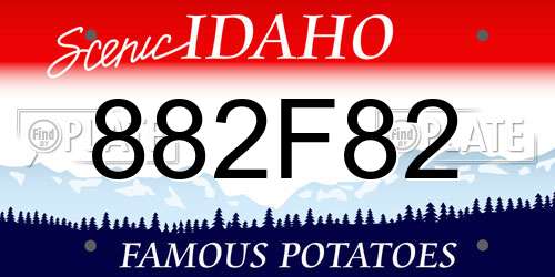 882F82 Idaho License Plate