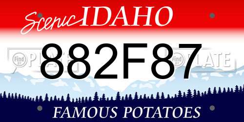882F87 Idaho License Plate