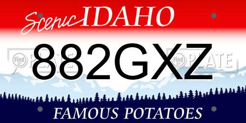 882GXZ Idaho License Plate