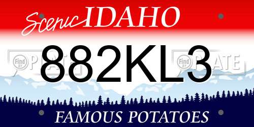 882KL3 Idaho License Plate