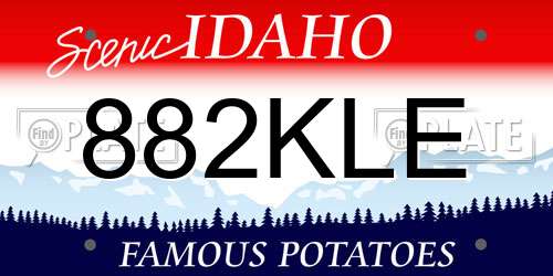 882KLE Idaho License Plate