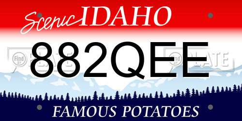 882QEE Idaho License Plate