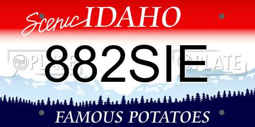 882SIE Idaho License Plate
