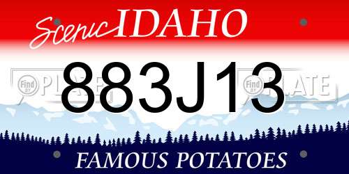 883J13 Idaho License Plate