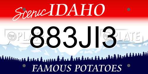 883JI3 Idaho License Plate