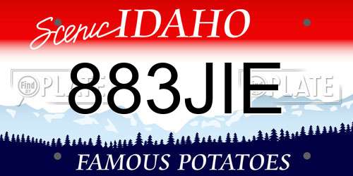 883JIE Idaho License Plate