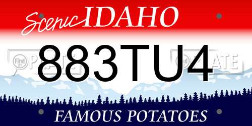 883TU4 Idaho License Plate