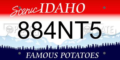 884NT5 Idaho License Plate