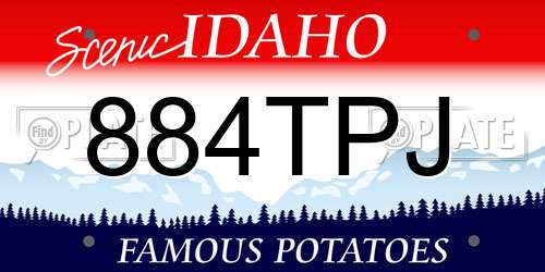 884TPJ Idaho License Plate