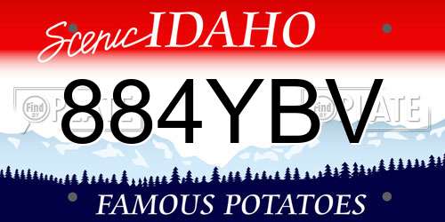 884YBV Idaho License Plate