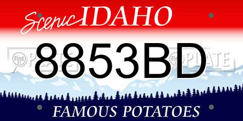 8853BD Idaho License Plate