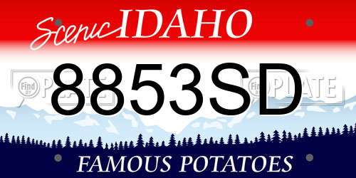 8853SD Idaho License Plate