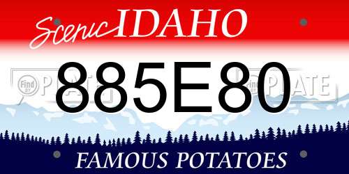 885E80 Idaho License Plate