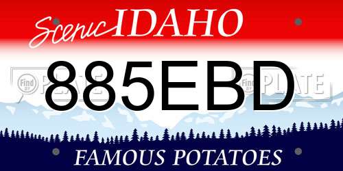 885EBD Idaho License Plate