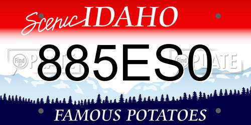 885ES0 Idaho License Plate