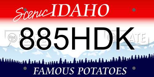885HDK Idaho License Plate