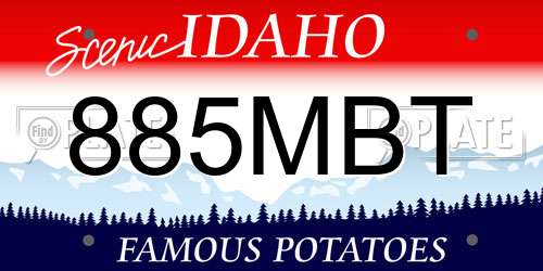 885MBT Idaho License Plate