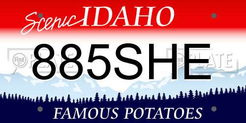 885SHE Idaho License Plate