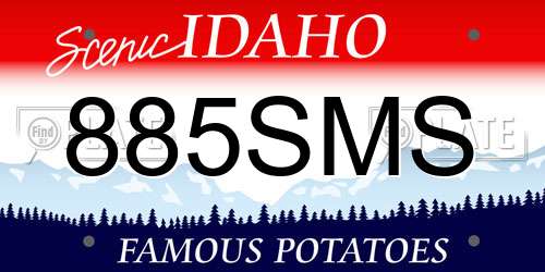 885SMS Idaho License Plate
