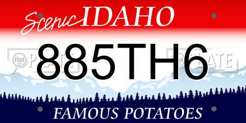 885TH6 Idaho License Plate