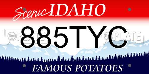 885TYC Idaho License Plate