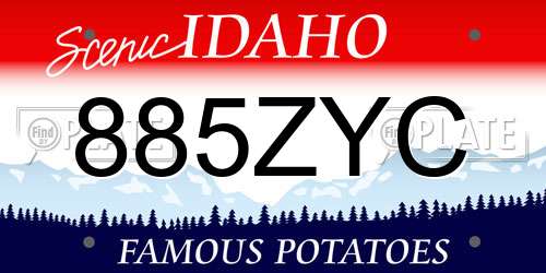 885ZYC Idaho License Plate