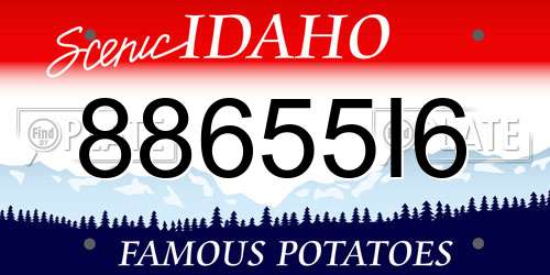 88655I6 Idaho License Plate