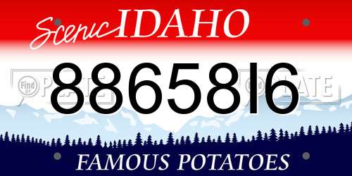 88658I6 Idaho License Plate