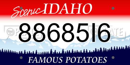 88685I6 Idaho License Plate