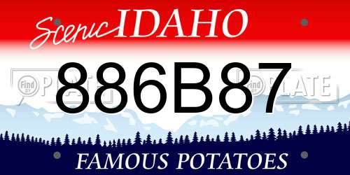 886B87 Idaho License Plate